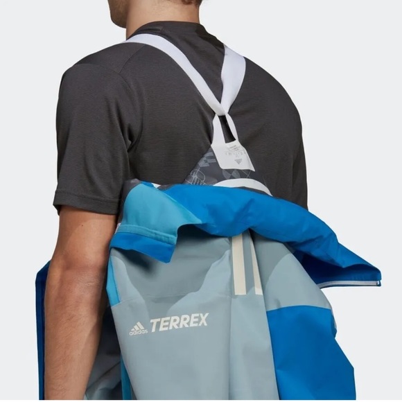 Adidas Terrex CT My Shelter Rain Ready Color Block Mens Jacket Blue Sz M H65694 - Picture 8 of 16